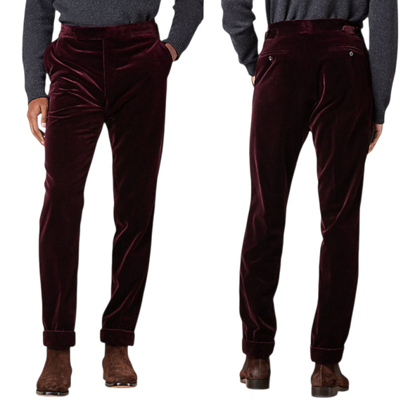 Ralph Lauren Purple Label Other - NWT RALPH LAUREN Purple Label Men Gregory Pants 28 Burgundy Velvet Trousers